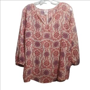 MOSSIMO Supply Co. Sheer Blouse with Paisley-like Print Woman's Size Large EUC